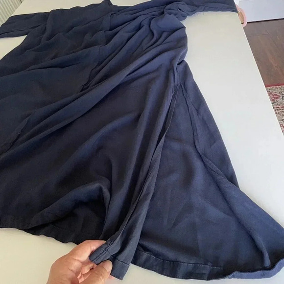 ORFEO Paris Women’s Maxi Dress Medium Navy Blue Sheer Cover Up Long Sleeve Beach - Picture 10 of 12